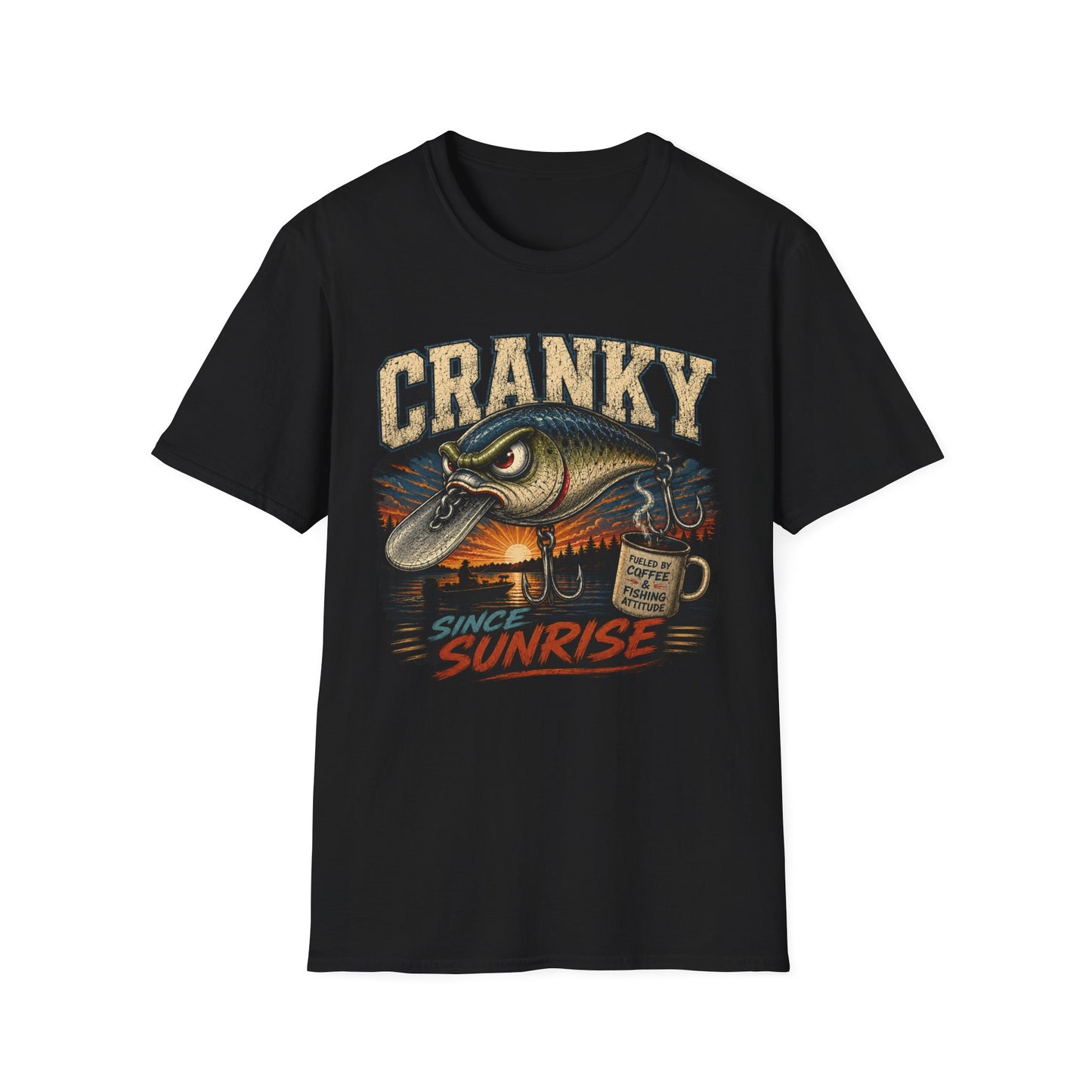 Cranky Since Sunrise Softstyle Fishing T-Shirt