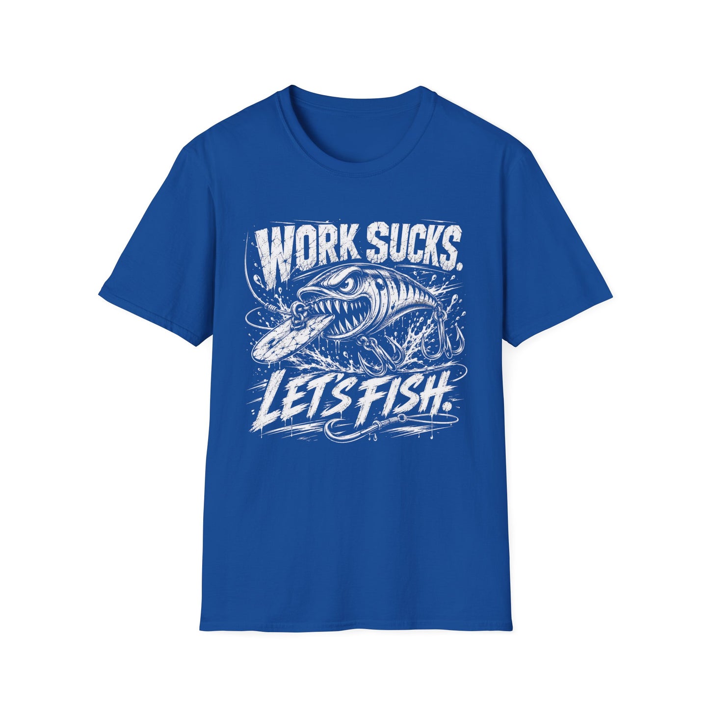 Work Sucks Lets Fish Softstyle Fishing T-Shirt