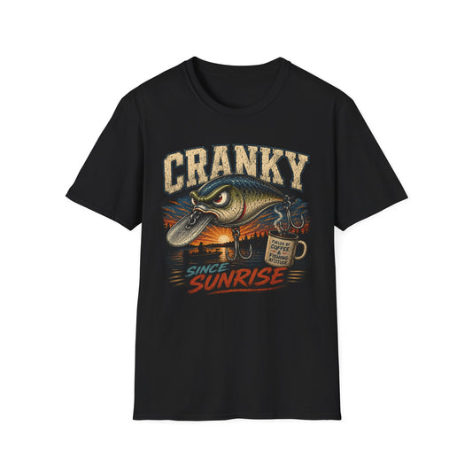 Cranky Since Sunrise Softstyle Fishing T-Shirt
