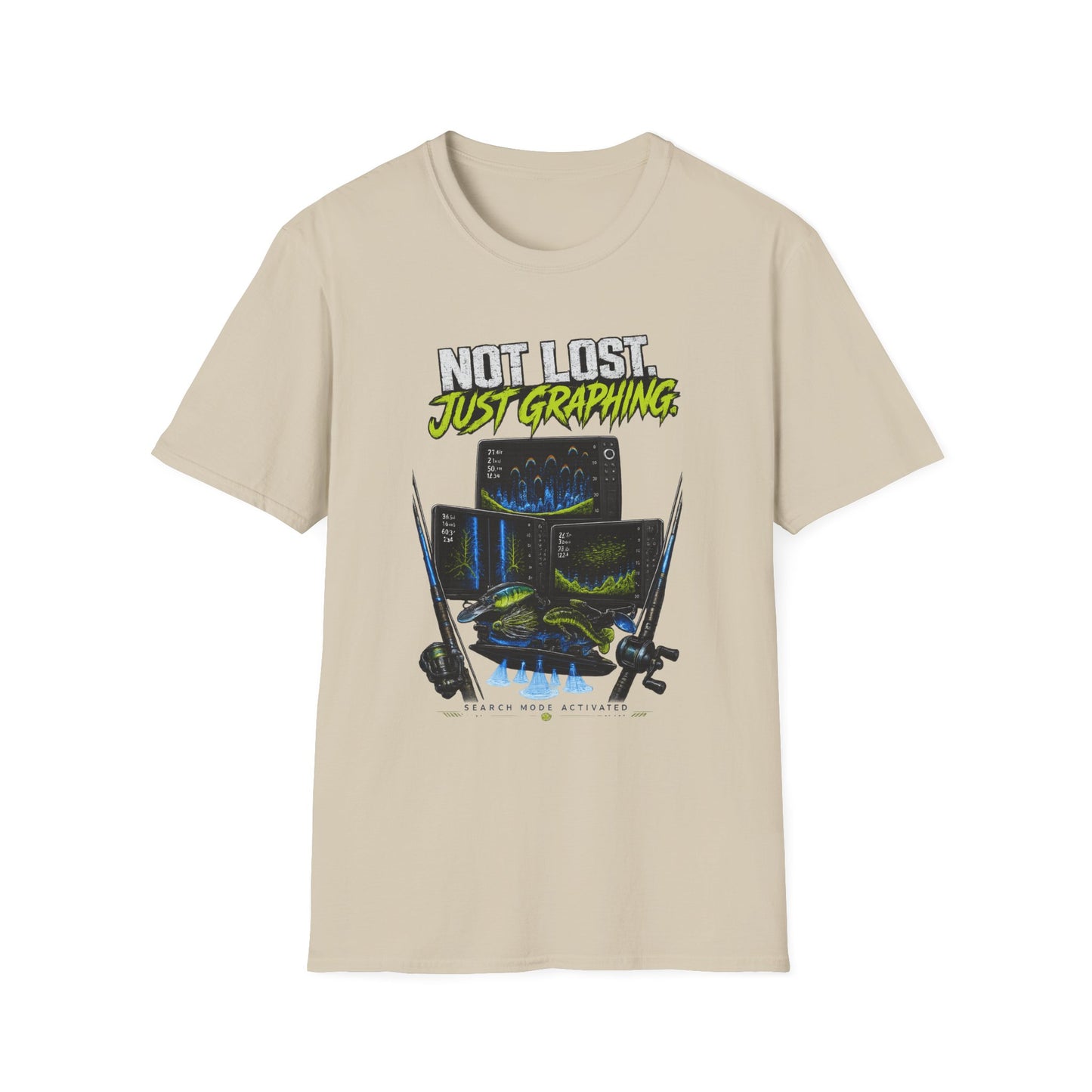 Not Lost Just Graphing Softstyle Fishing T-Shirt