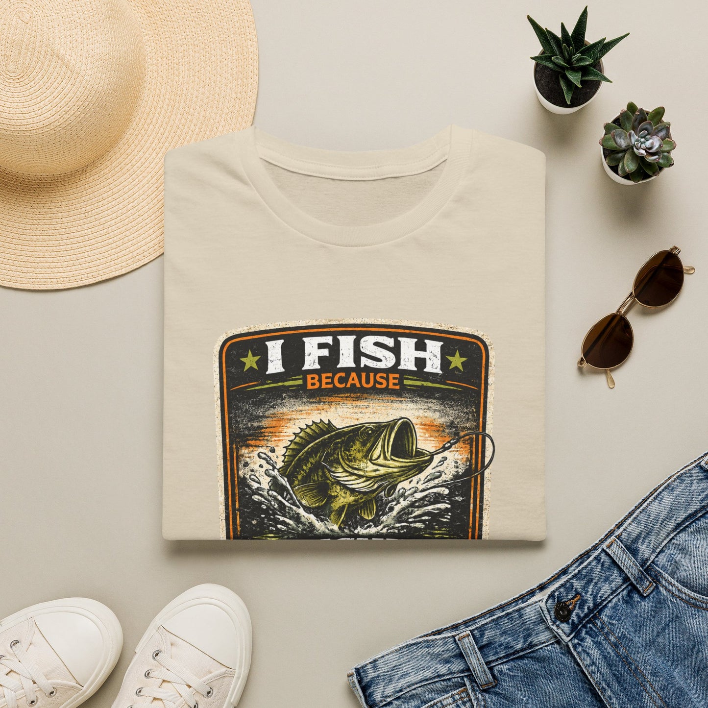 I Fish Because... Softstyle Fishing T-Shirt