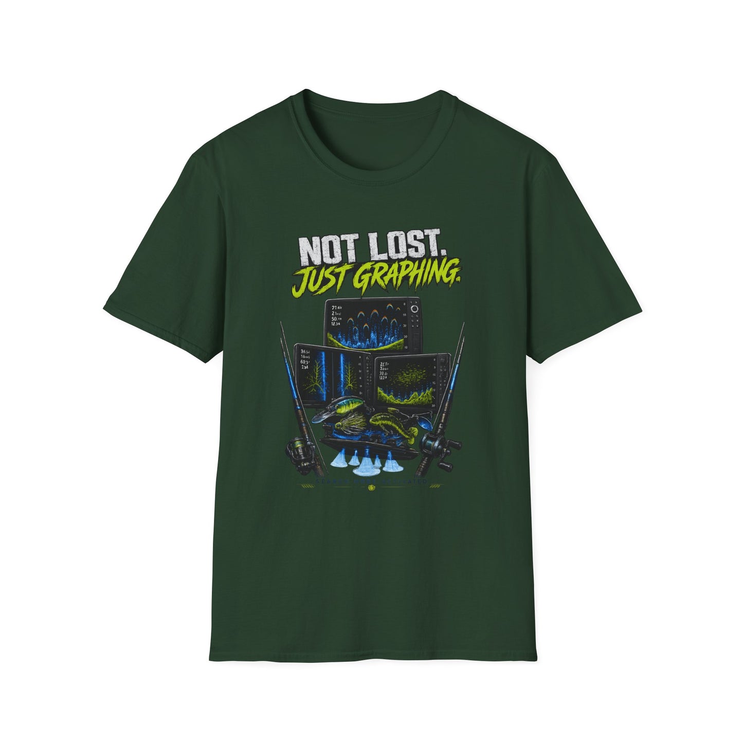 Not Lost Just Graphing Softstyle Fishing T-Shirt