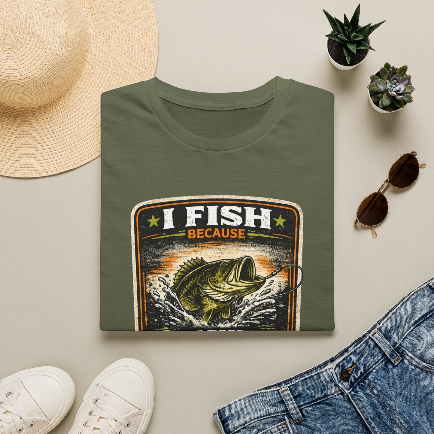 I Fish Because... Softstyle Fishing T-Shirt