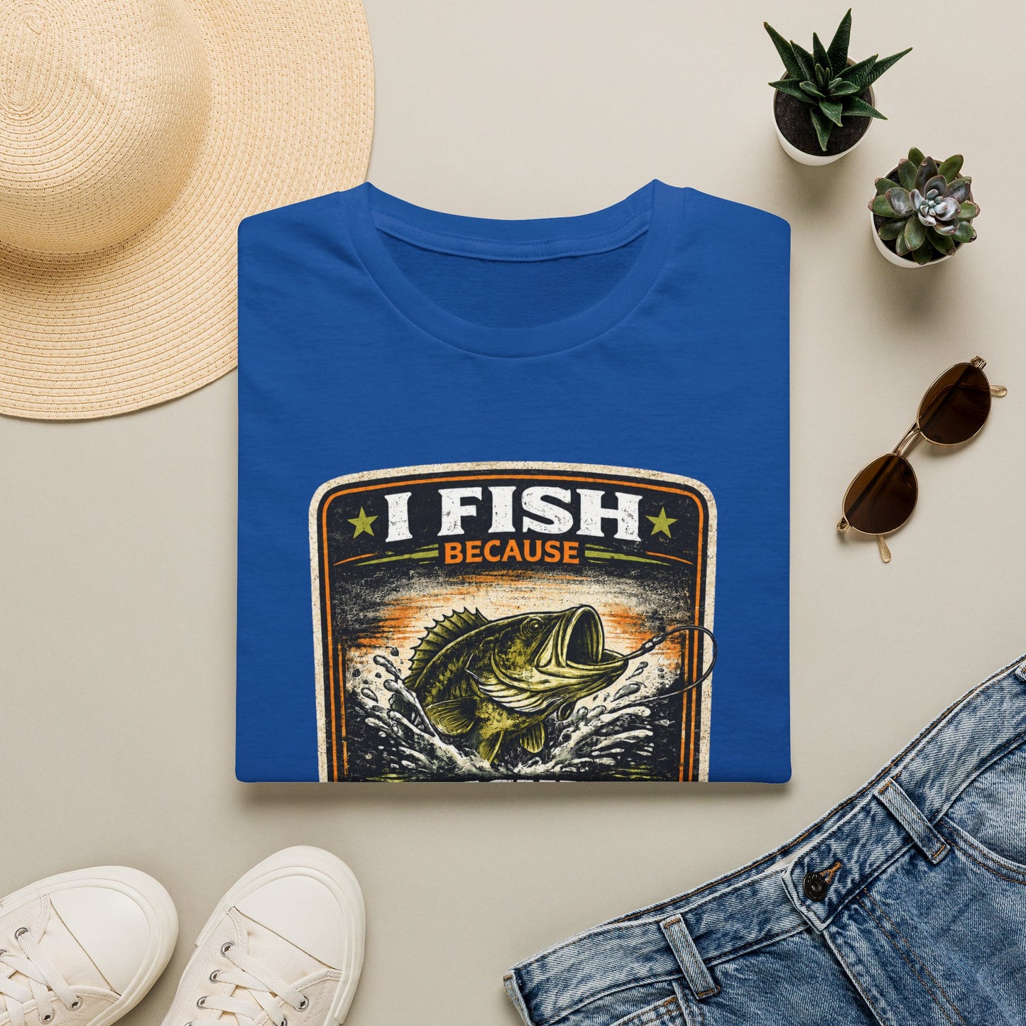 I Fish Because... Softstyle Fishing T-Shirt